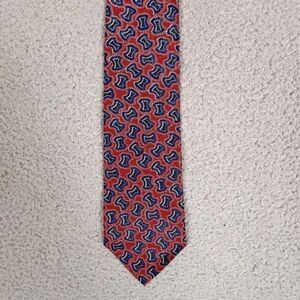 CHRISTIAN DIOR MENS SILK TIE RED WITH BLUE DESIGN